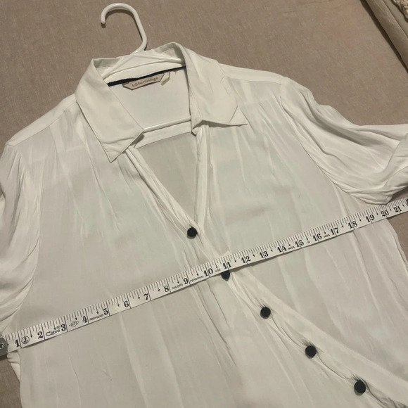 Soft Surroundings | Asymmetrical Knot Buttoned Crossover Blouse - Picture 6 of 7